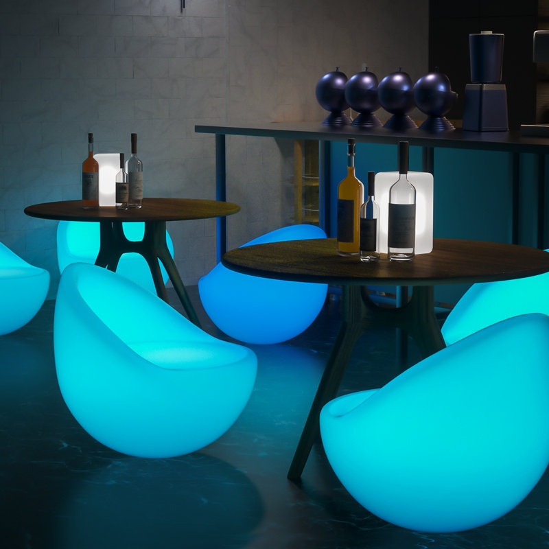 Orren Ellis Acord Egg Shape LED Light Up Chair Modern Lighting Seat RGB ...